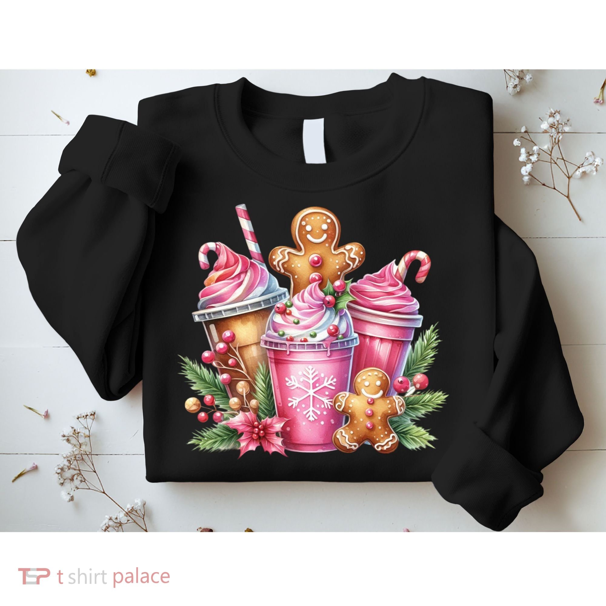 Cute Christmas Gingerbread Man Coffee Peppermint Latte Sweatshirt