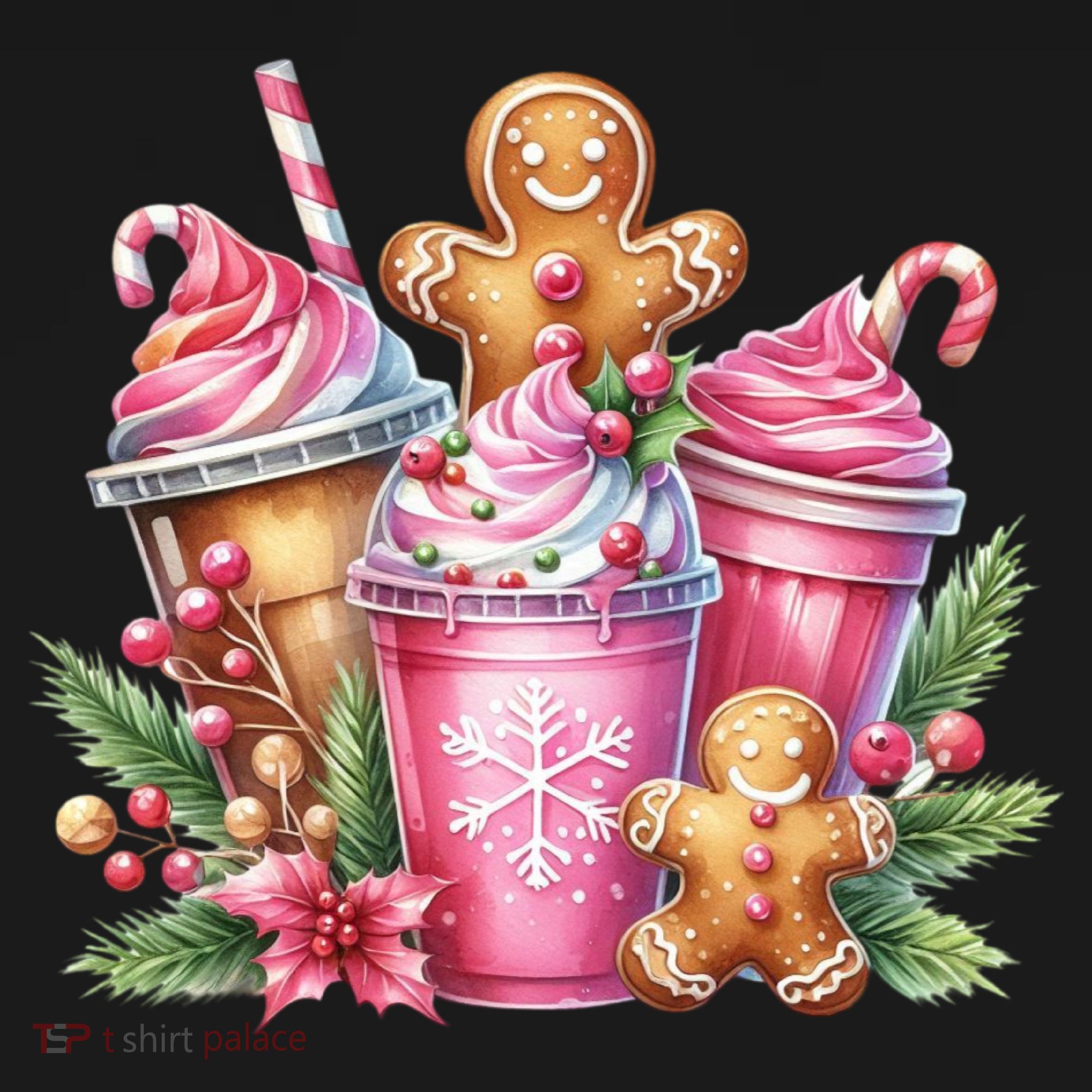 Cute Christmas Gingerbread Man Coffee Peppermint Latte Bucket Hat