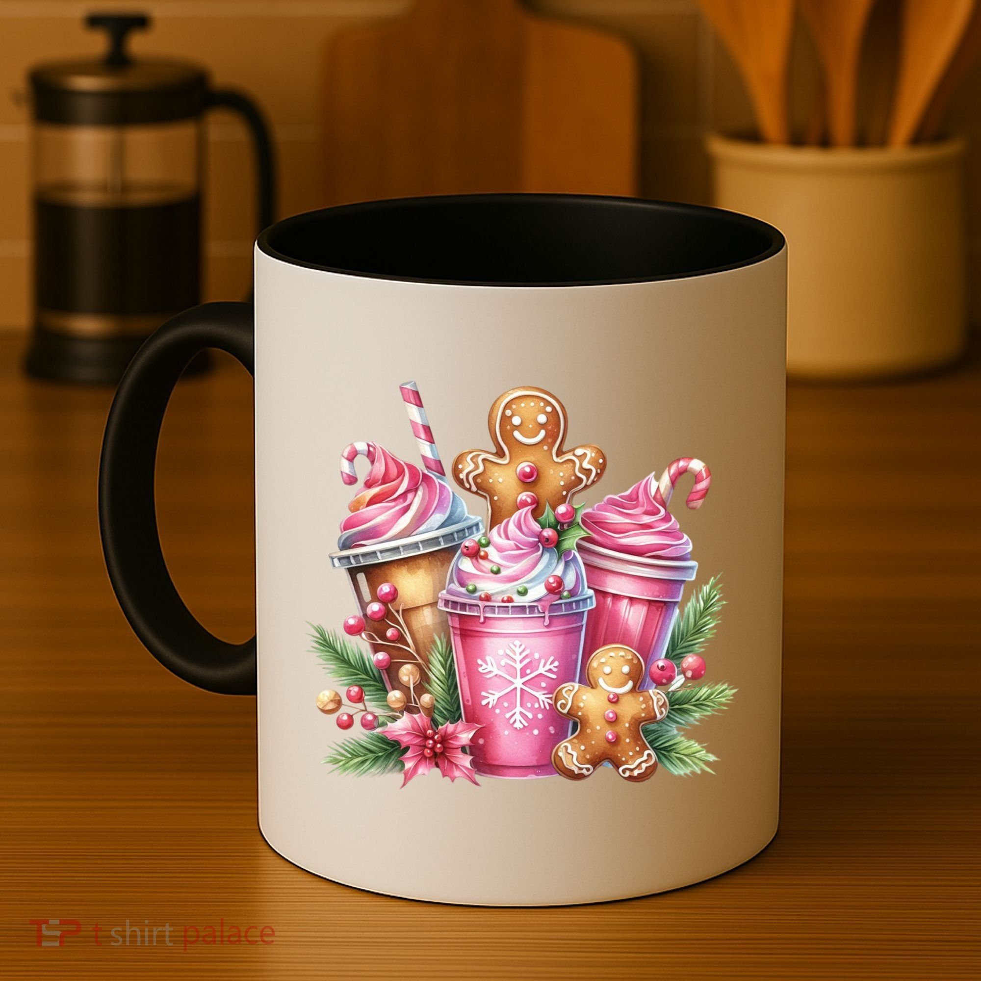 Cute Christmas Gingerbread Man Coffee Peppermint Latte Coffee Mug
