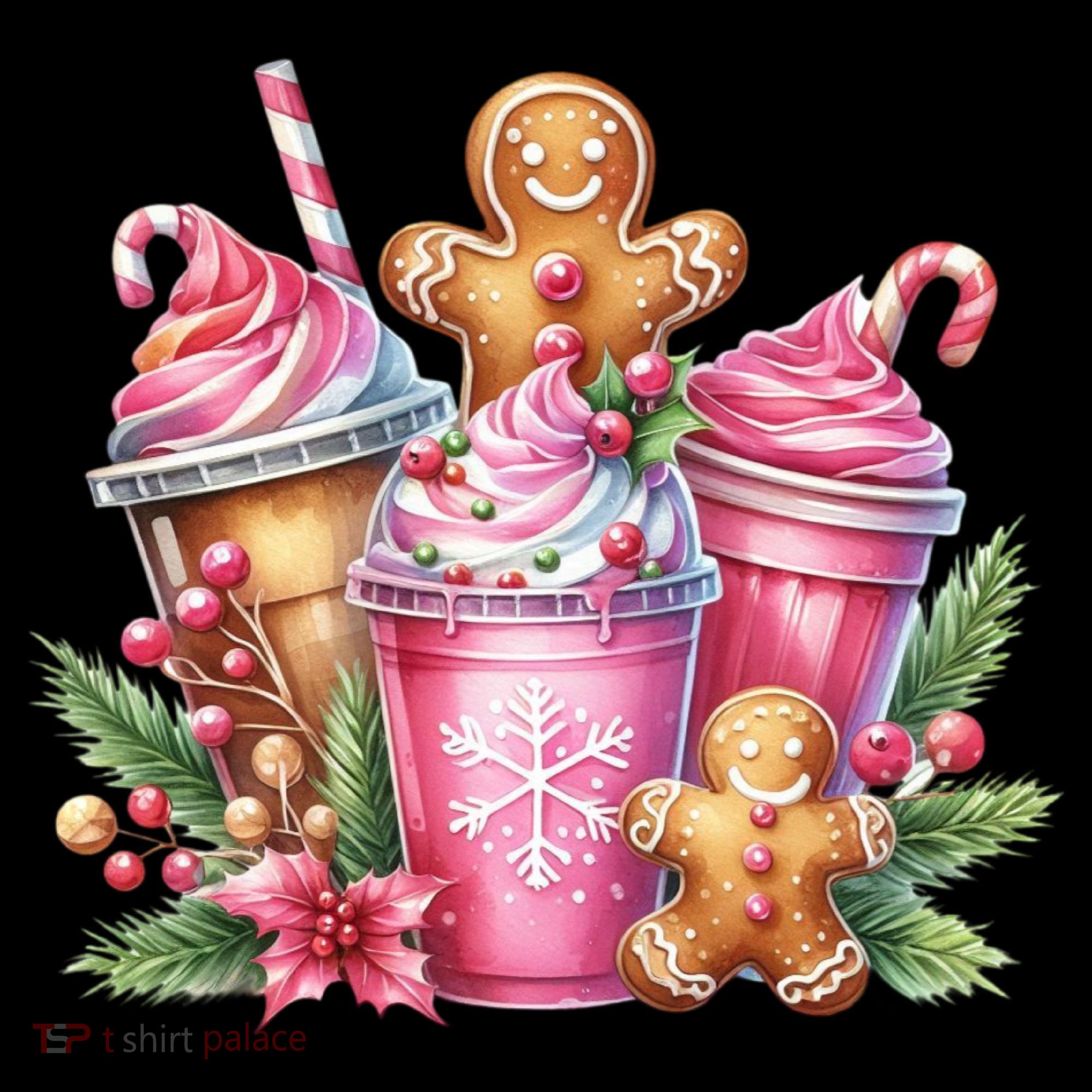 Cute Christmas Gingerbread Man Coffee Peppermint Latte Women's Hoodie