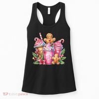 Cute Christmas Gingerbread Man Coffee Peppermint Latte Women's Tank Top thumb 0