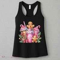 Cute Christmas Gingerbread Man Coffee Peppermint Latte Women's Tank Top thumb 3