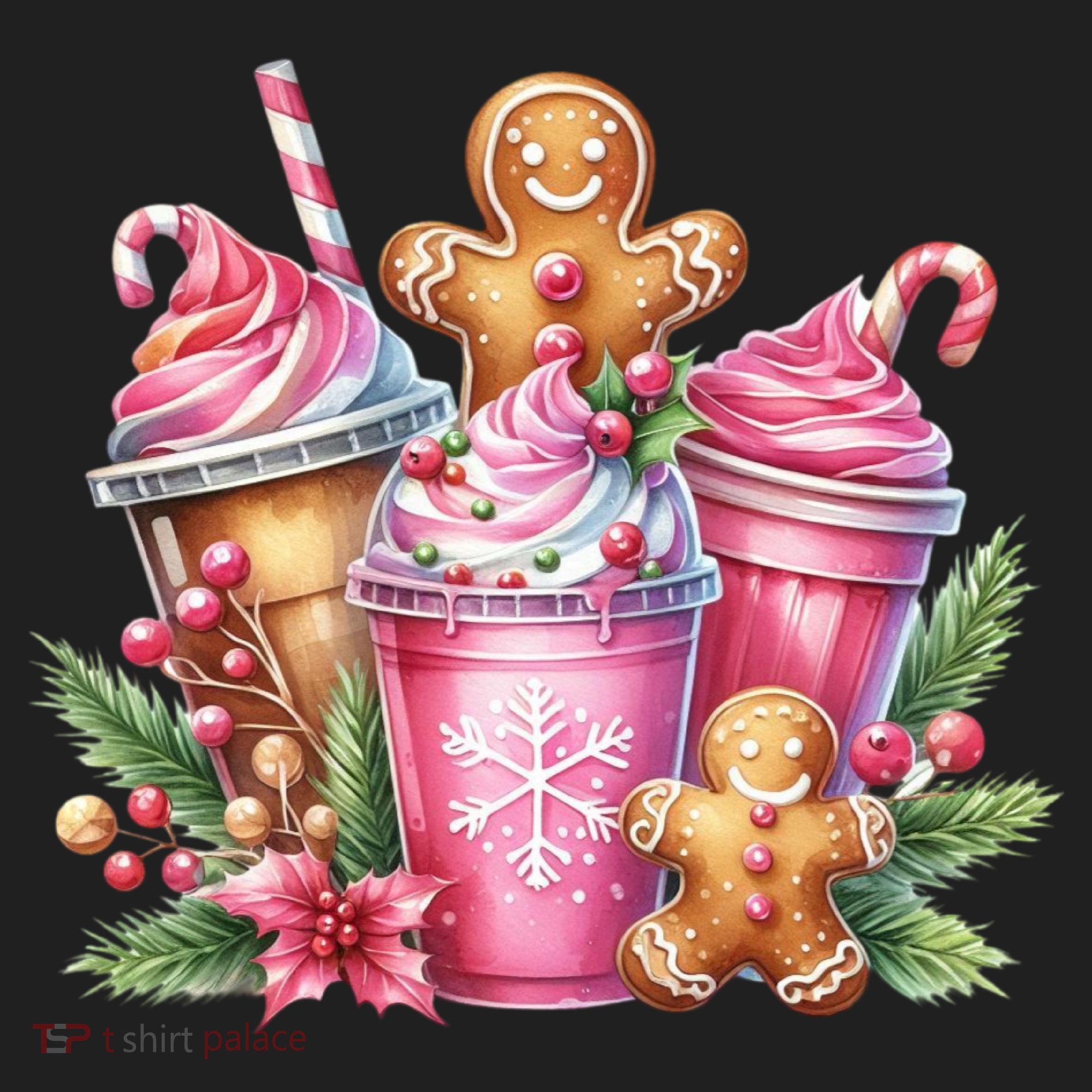 Cute Christmas Gingerbread Man Coffee Peppermint Latte Hat