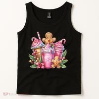 Cute Christmas Gingerbread Man Coffee Peppermint Latte Tank Top thumb 2