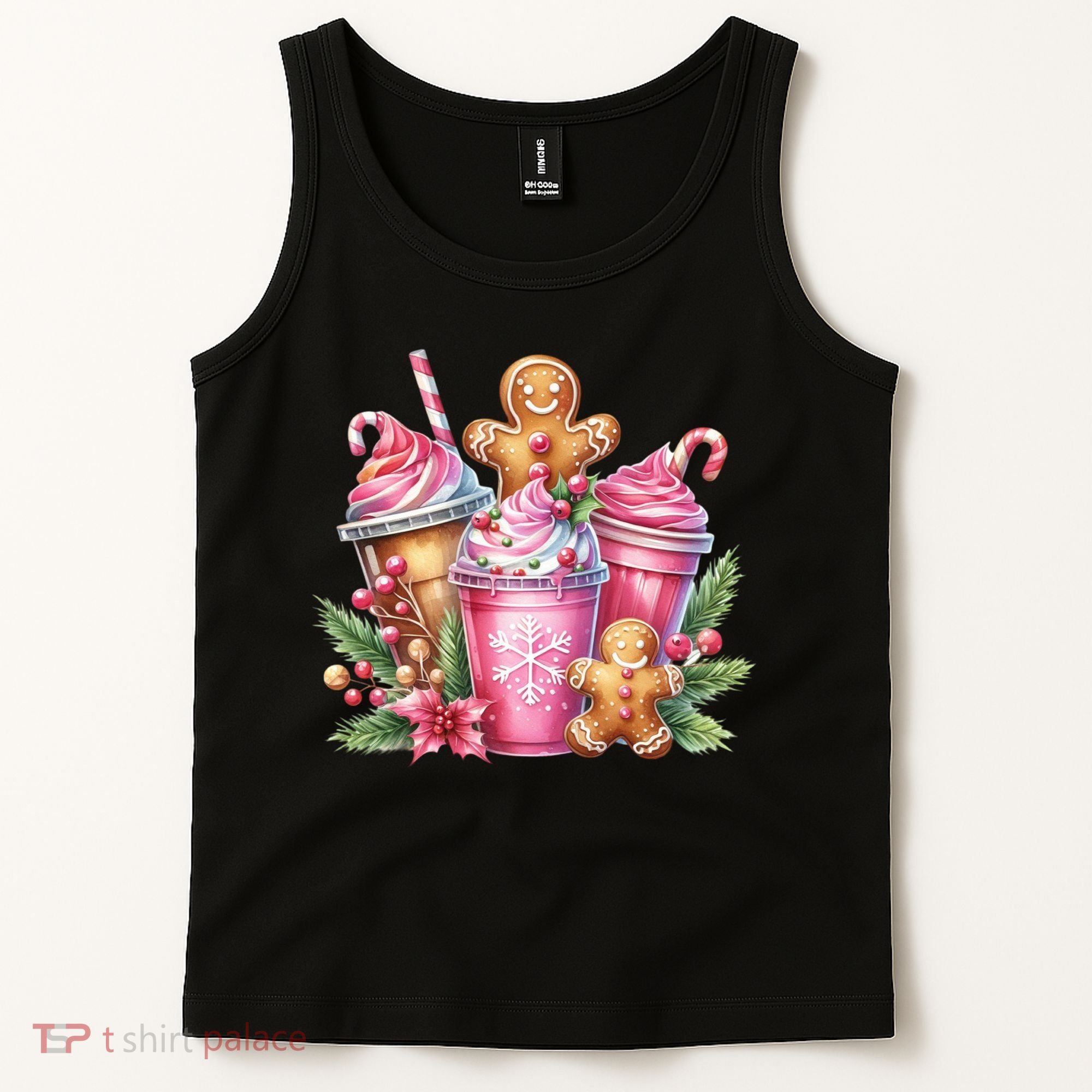 Cute Christmas Gingerbread Man Coffee Peppermint Latte Tank Top