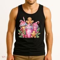 Cute Christmas Gingerbread Man Coffee Peppermint Latte Tank Top thumb 3