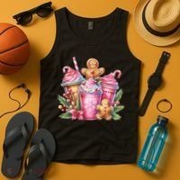 Cute Christmas Gingerbread Man Coffee Peppermint Latte Tank Top thumb 4