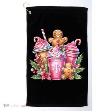Cute Christmas Gingerbread Man Coffee Peppermint Latte Golf Towel
