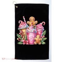Cute Christmas Gingerbread Man Coffee Peppermint Latte Golf Towel thumb 0