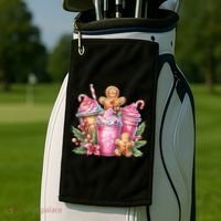 Cute Christmas Gingerbread Man Coffee Peppermint Latte Golf Towel thumb 2