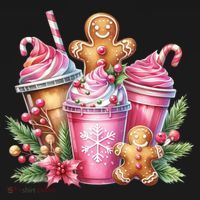 Cute Christmas Gingerbread Man Coffee Peppermint Latte Women's Long Sleeve Shirt thumb 2
