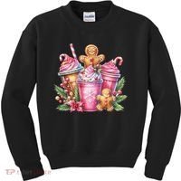 Cute Christmas Gingerbread Man Coffee Peppermint Latte Kids Sweatshirt thumb 0