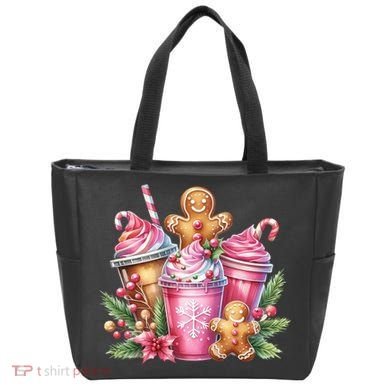 Cute Christmas Gingerbread Man Coffee Peppermint Latte Tote Bag