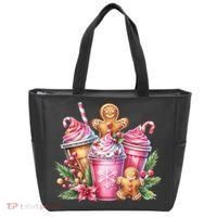 Cute Christmas Gingerbread Man Coffee Peppermint Latte Tote Bag thumb 0