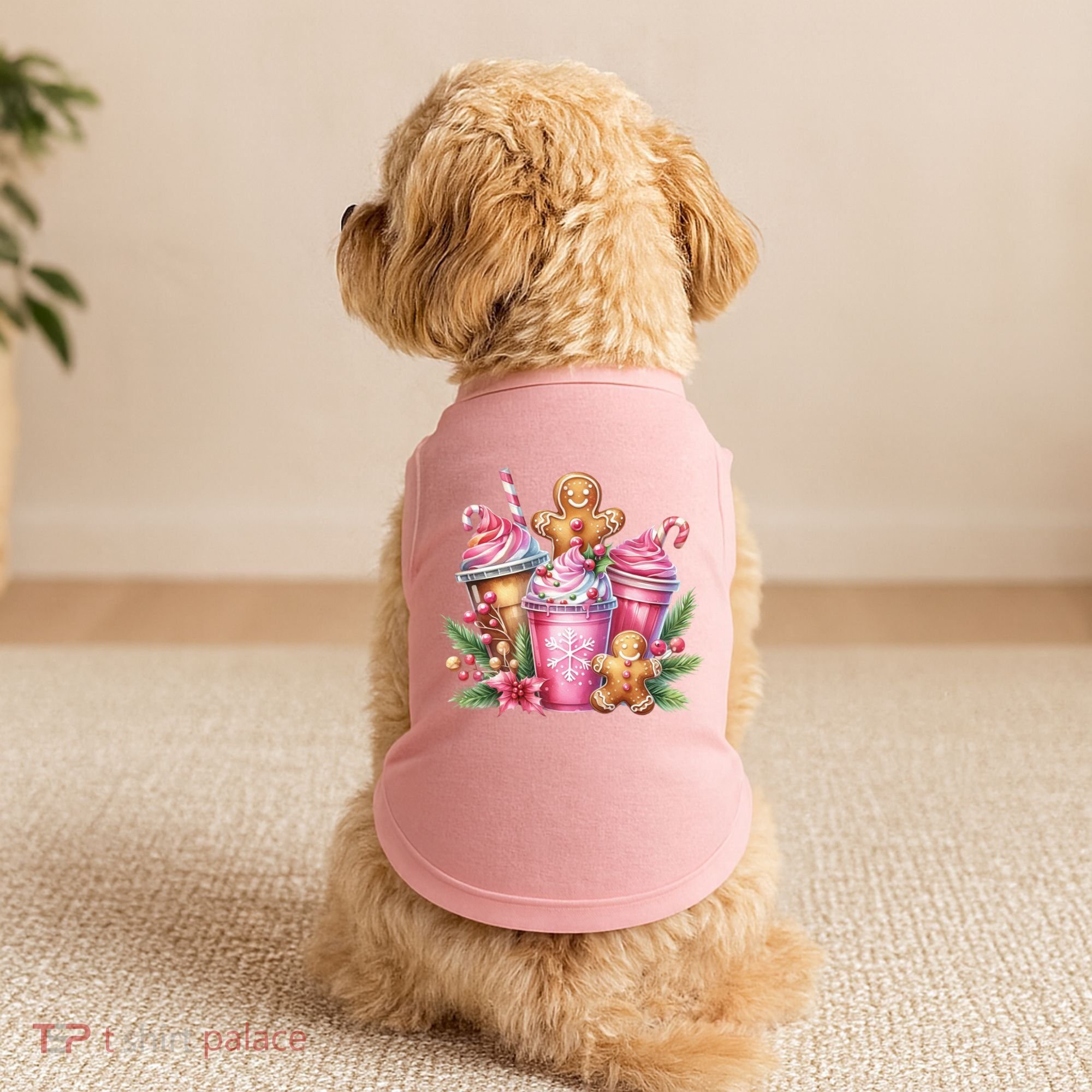 Cute Christmas Gingerbread Man Coffee Peppermint Latte Doggie Tank