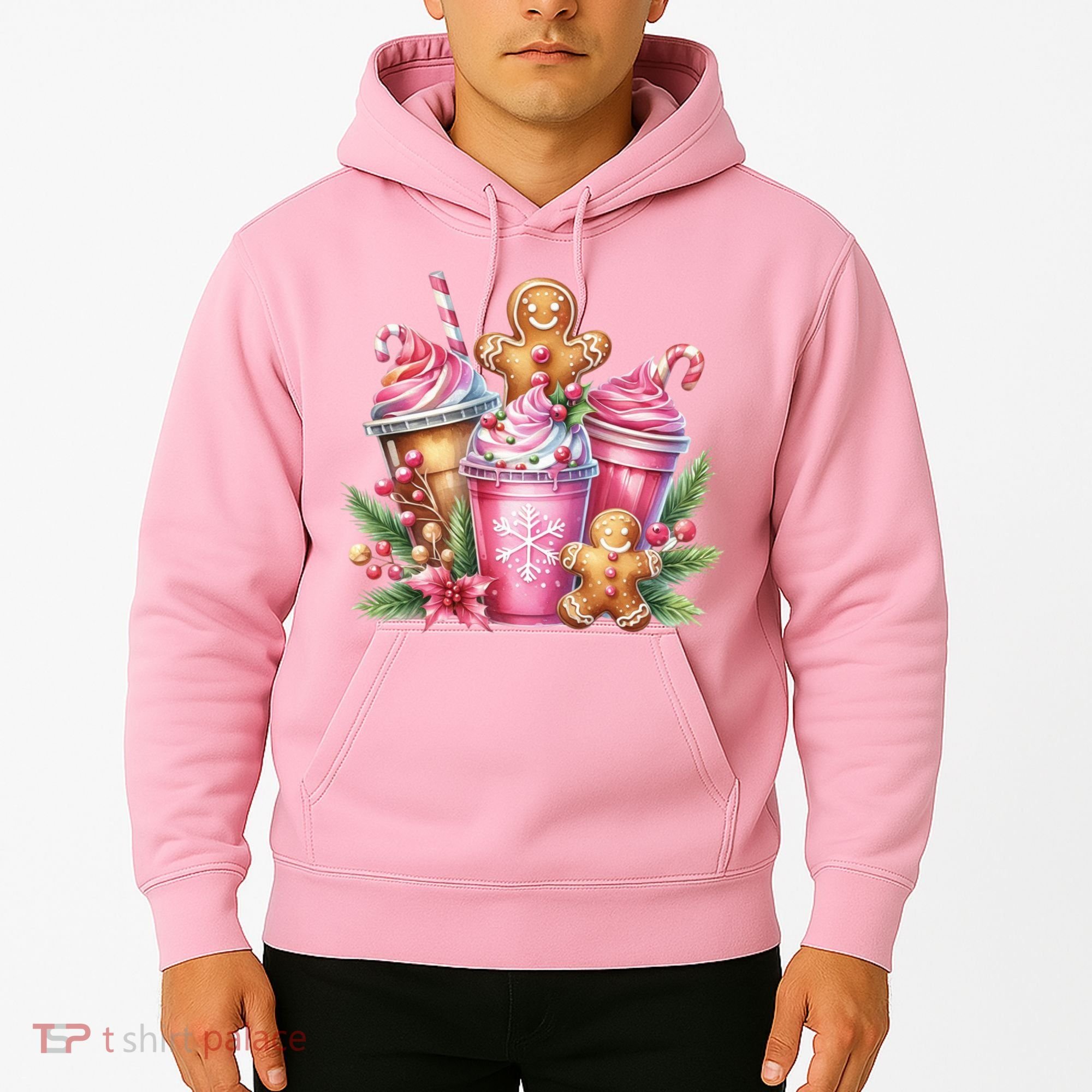 Cute Christmas Gingerbread Man Coffee Peppermint Latte Hoodie
