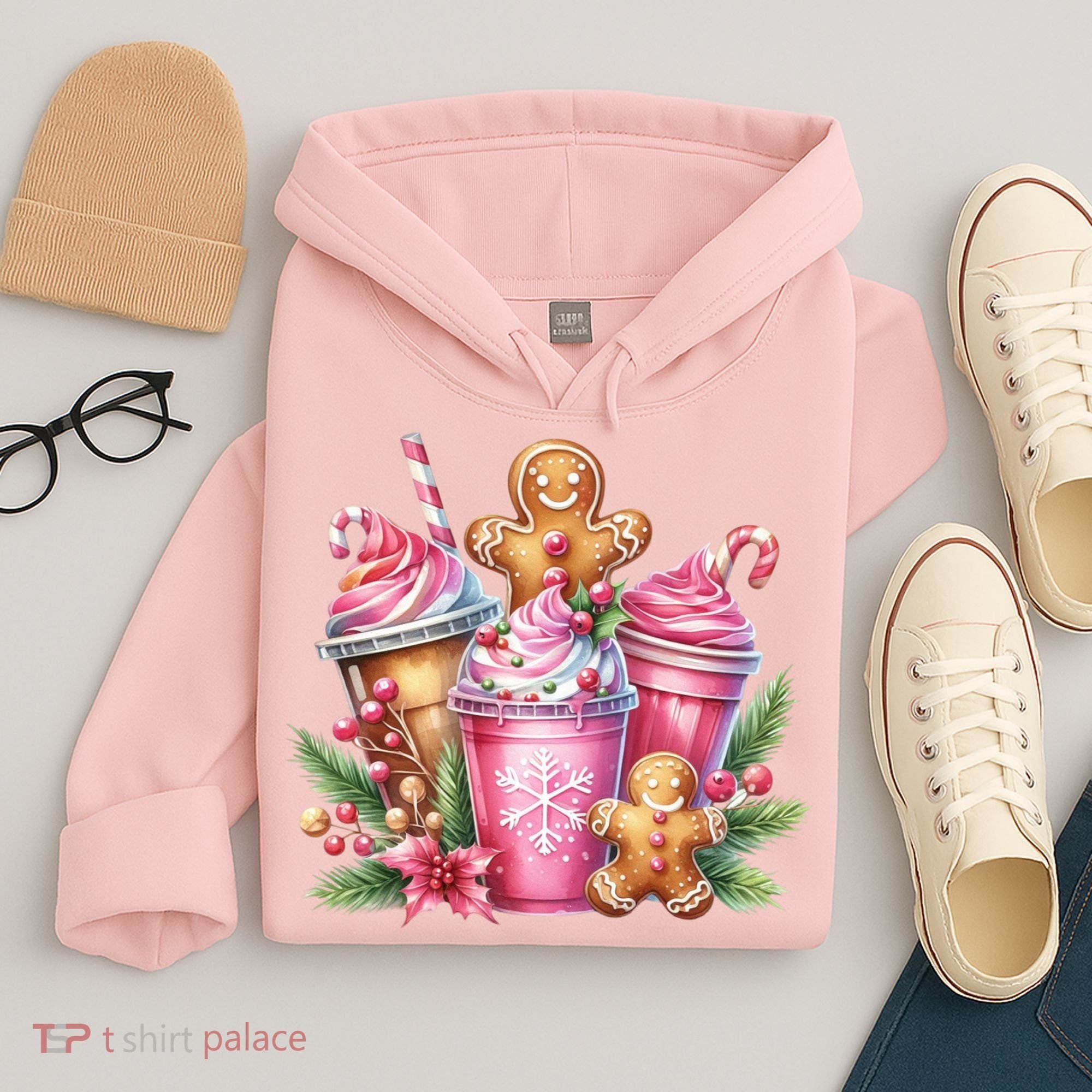 Cute Christmas Gingerbread Man Coffee Peppermint Latte Hoodie
