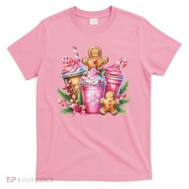 Cute Christmas Gingerbread Man Coffee Peppermint Latte T-Shirt