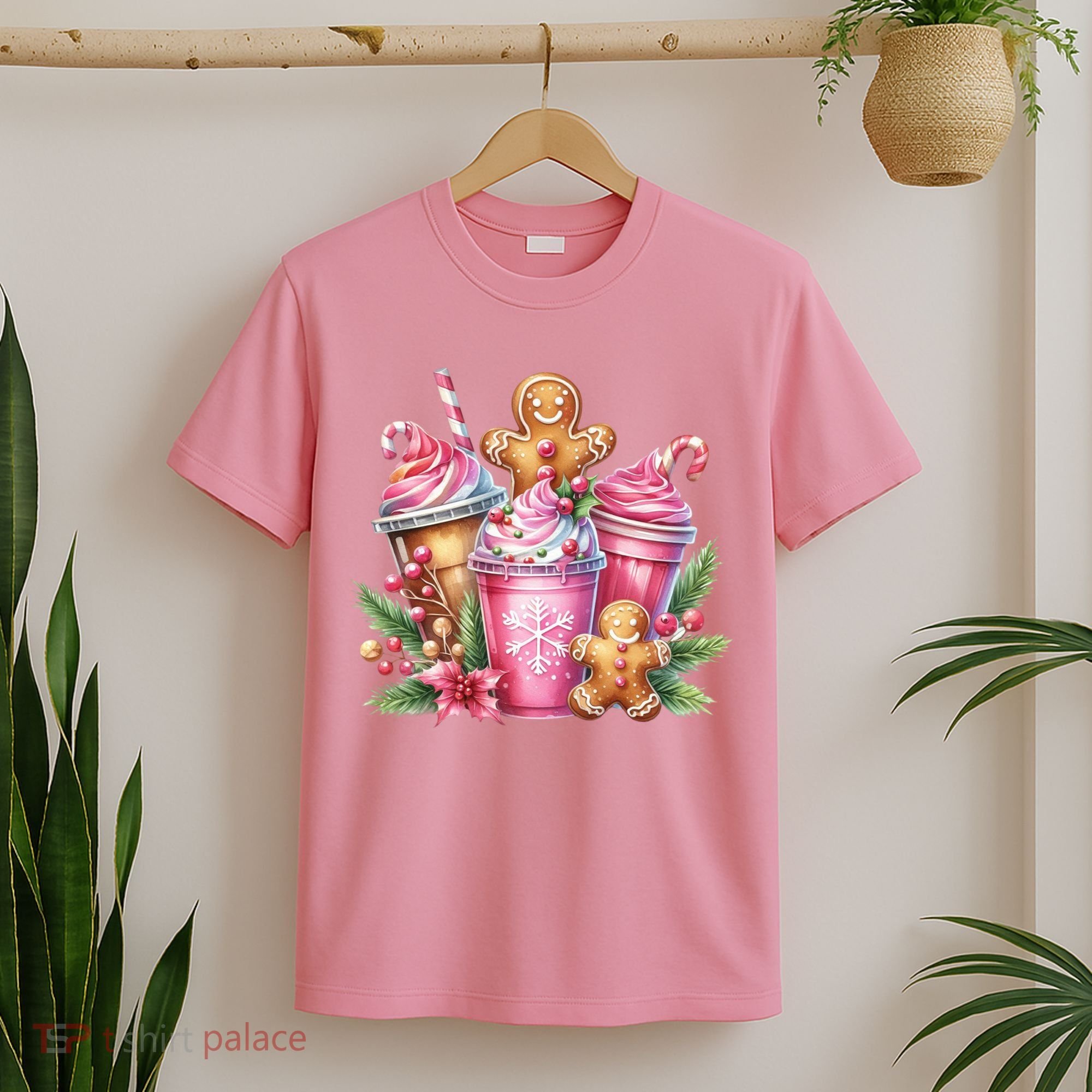 Cute Christmas Gingerbread Man Coffee Peppermint Latte T-Shirt
