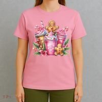 Cute Christmas Gingerbread Man Coffee Peppermint Latte T-Shirt thumb 4