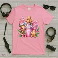 Cute Christmas Gingerbread Man Coffee Peppermint Latte T-Shirt thumb 5