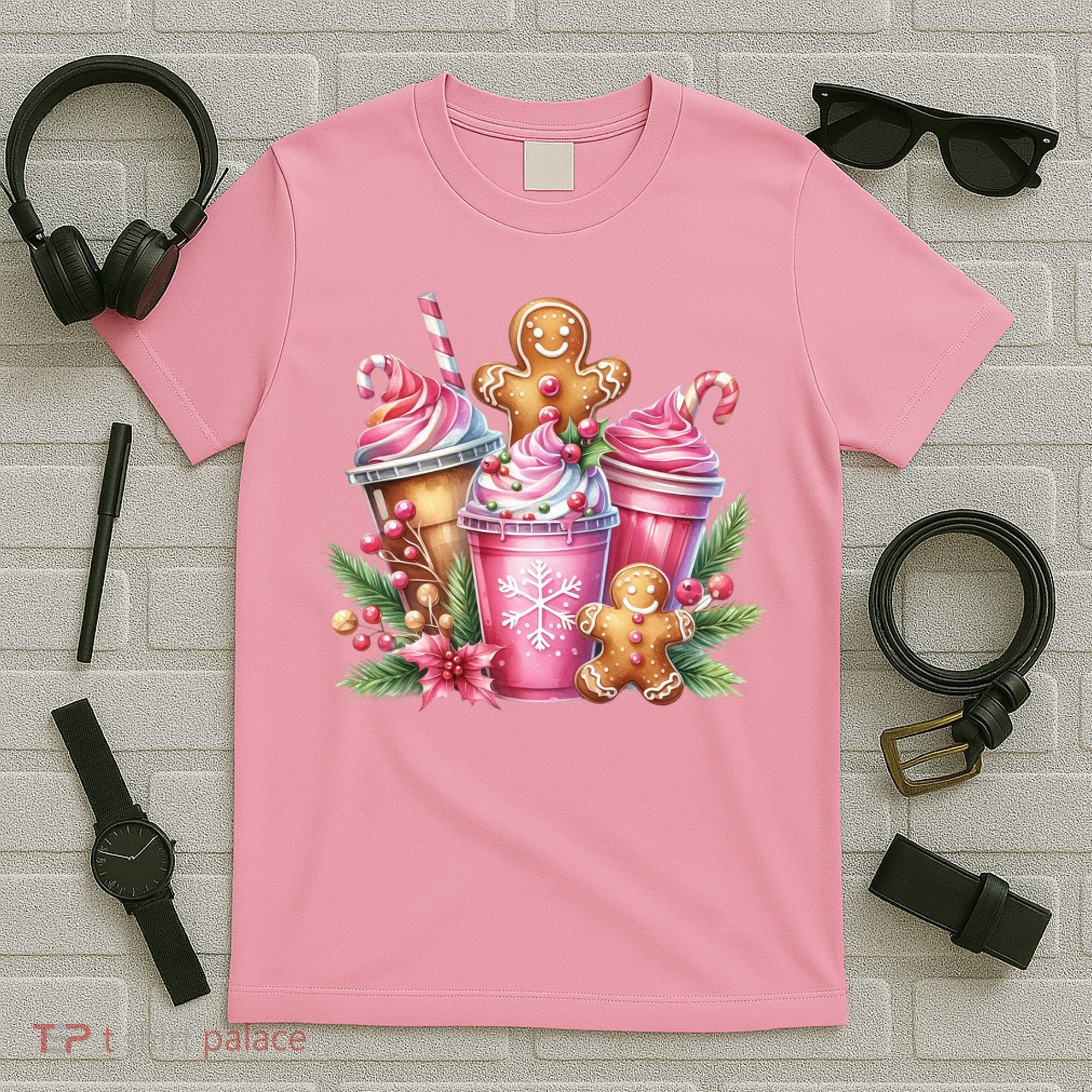 Cute Christmas Gingerbread Man Coffee Peppermint Latte T-Shirt
