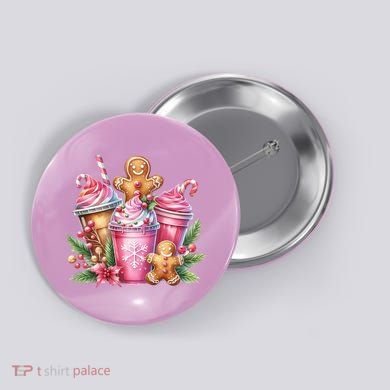 Cute Christmas Gingerbread Man Coffee Peppermint Latte Button