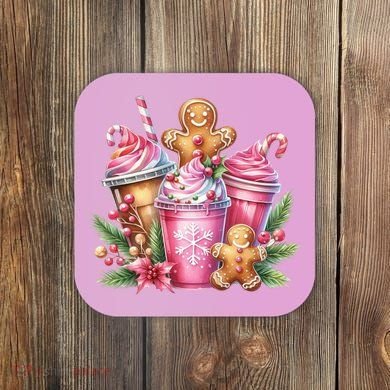 Cute Christmas Gingerbread Man Coffee Peppermint Latte Coaster