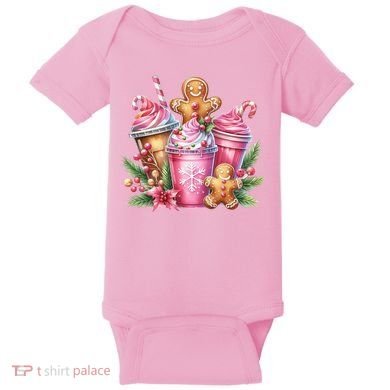 Cute Christmas Gingerbread Man Coffee Peppermint Latte Baby Bodysuit