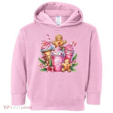 Cute Christmas Gingerbread Man Coffee Peppermint Latte Toddler Hoodie