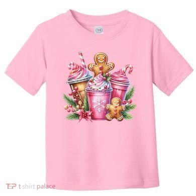 Cute Christmas Gingerbread Man Coffee Peppermint Latte Toddler T-Shirt