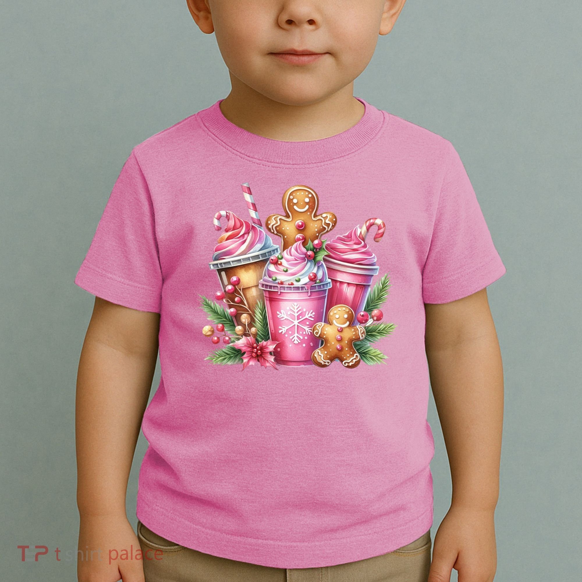 Cute Christmas Gingerbread Man Coffee Peppermint Latte Toddler T-Shirt
