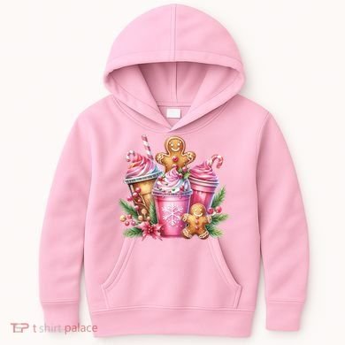 Cute Christmas Gingerbread Man Coffee Peppermint Latte Kids Hoodie