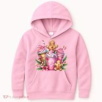 Cute Christmas Gingerbread Man Coffee Peppermint Latte Kids Hoodie thumb 0