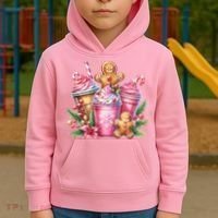 Cute Christmas Gingerbread Man Coffee Peppermint Latte Kids Hoodie thumb 2