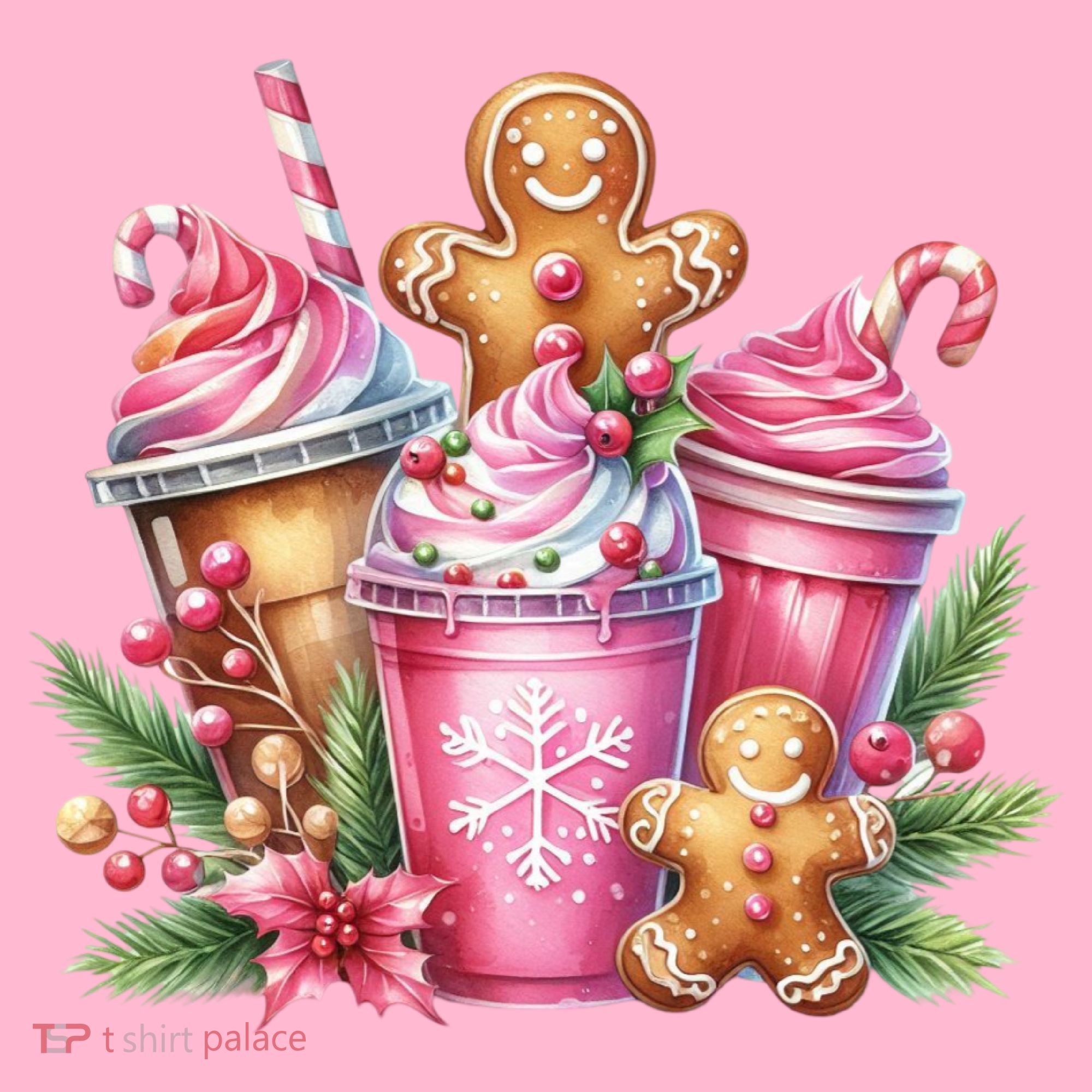 Cute Christmas Gingerbread Man Coffee Peppermint Latte Kids Hoodie