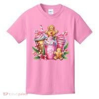 Cute Christmas Gingerbread Man Coffee Peppermint Latte Kids T-Shirt thumb 0