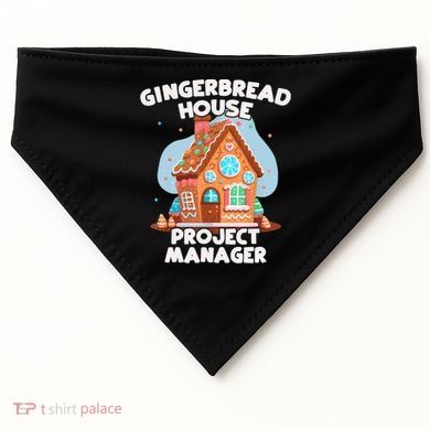Cute Christmas Gingerbread House Project Manager USA-Made Doggie Bandana