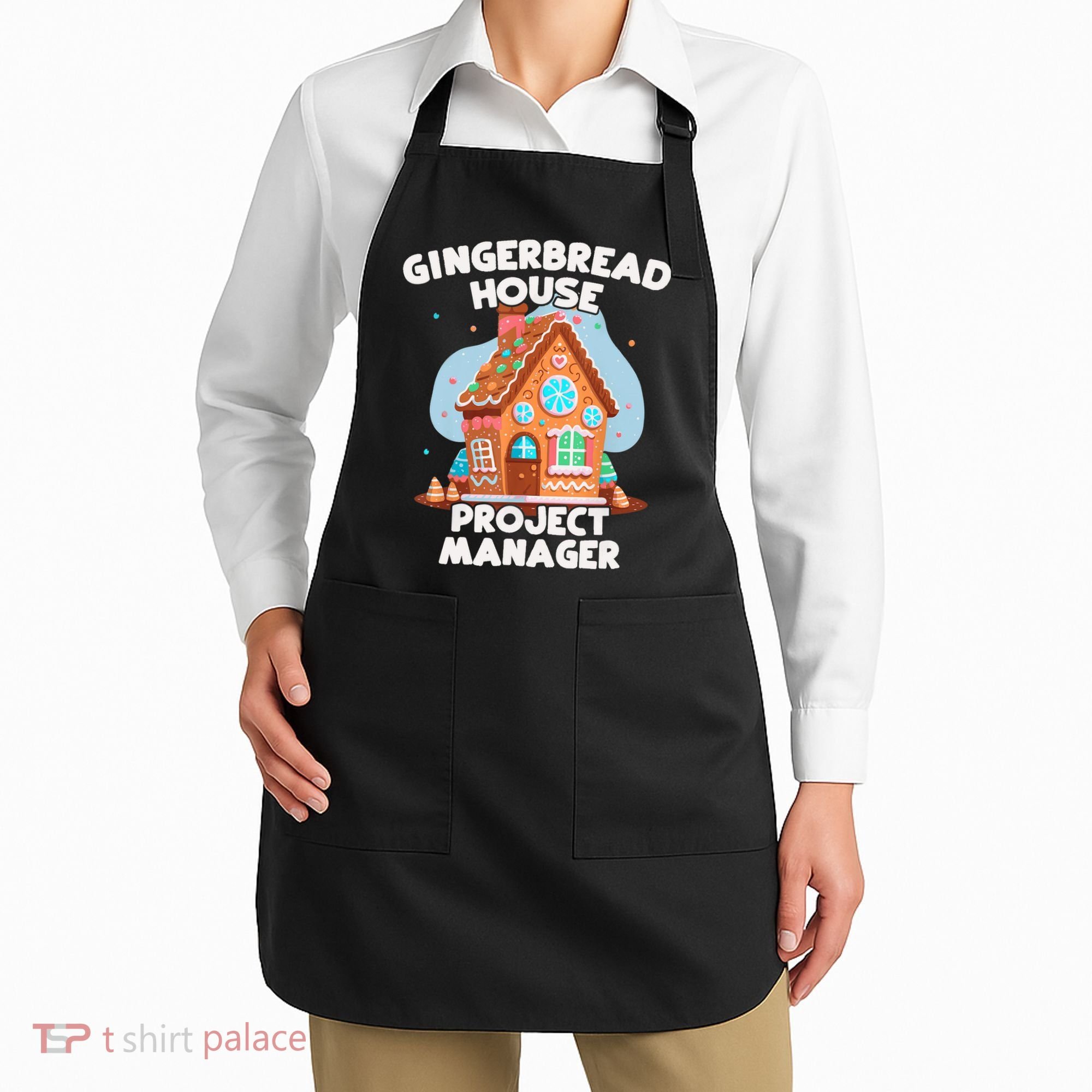 Cute Christmas Gingerbread House Project Manager Apron