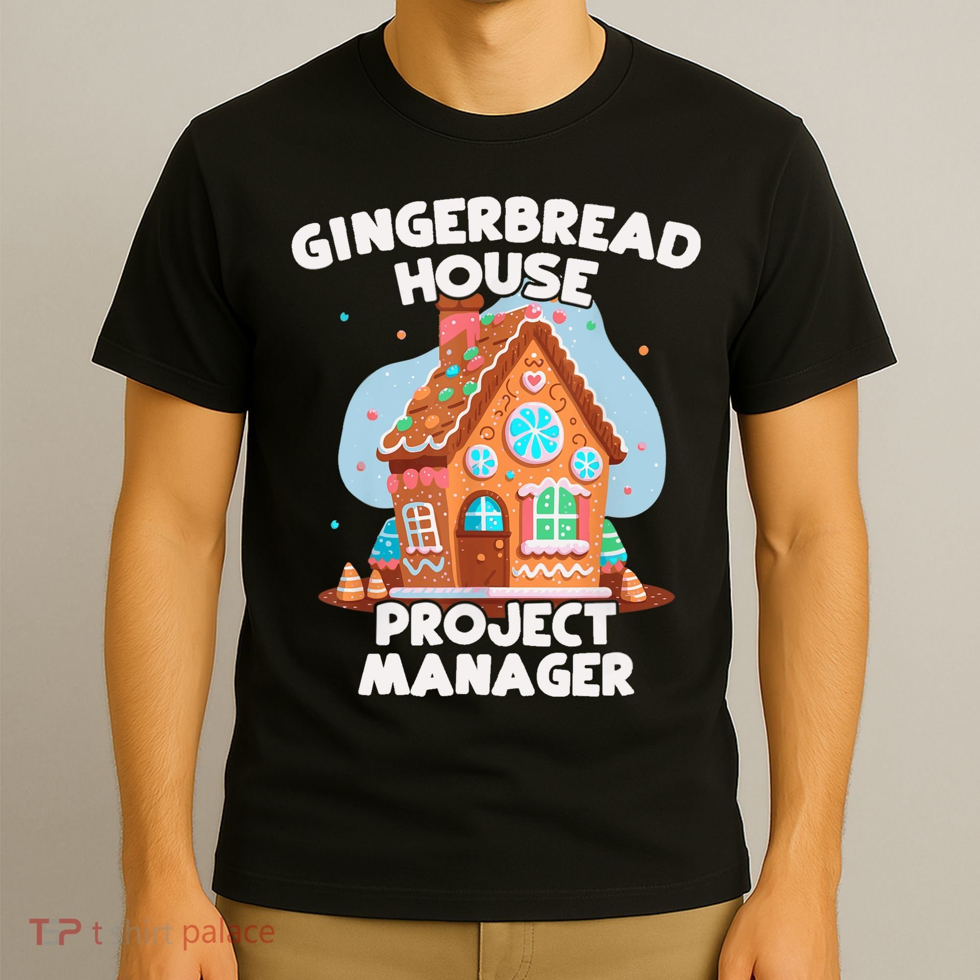Cute Christmas Gingerbread House Project Manager T-Shirt