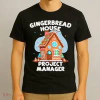Cute Christmas Gingerbread House Project Manager T-Shirt thumb 3