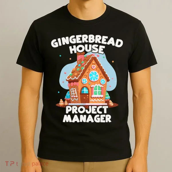 Cute Christmas Gingerbread House Project Manager T-Shirt