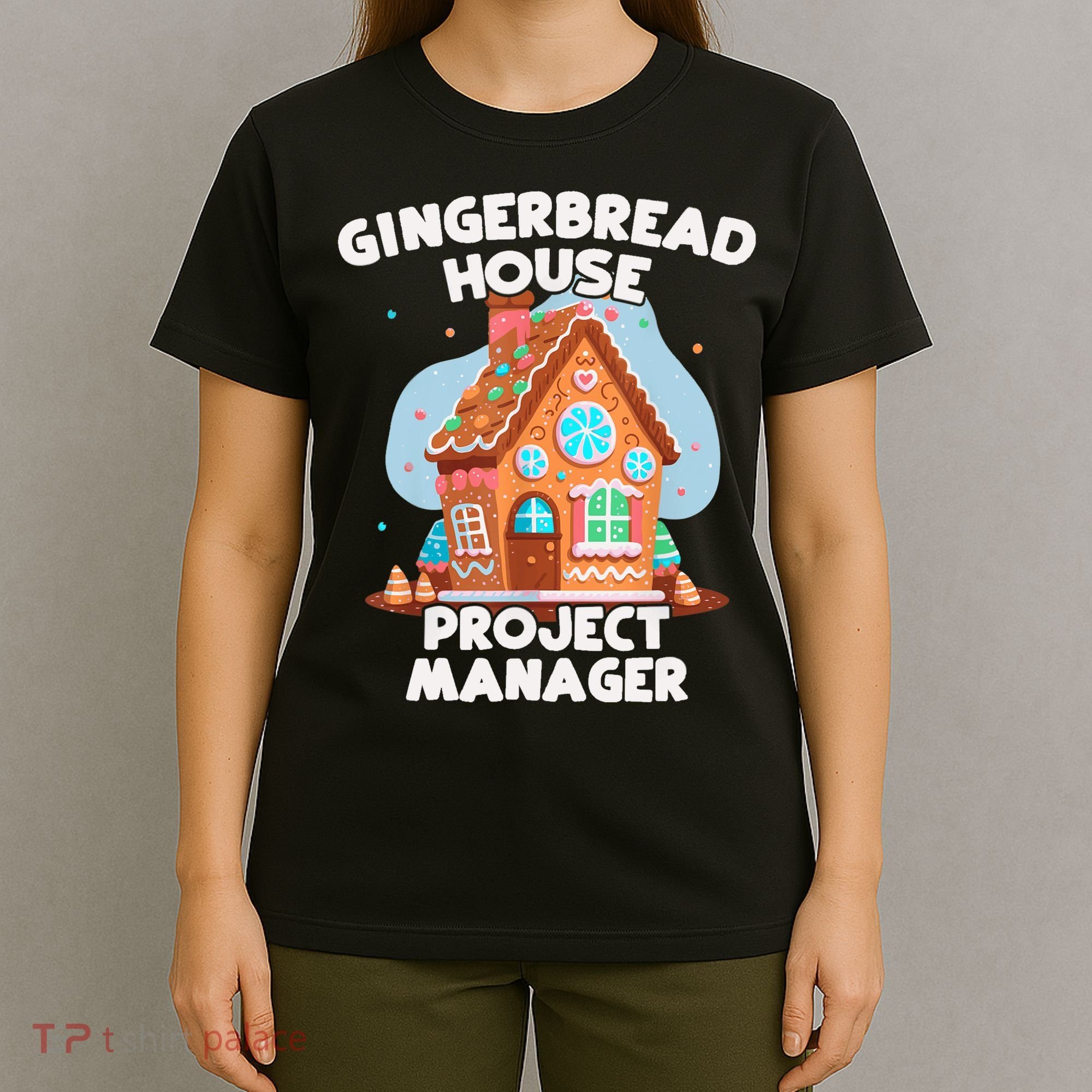 Cute Christmas Gingerbread House Project Manager T-Shirt