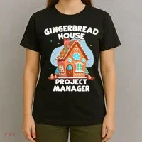 Cute Christmas Gingerbread House Project Manager T-Shirt thumb 4