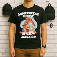 Cute Christmas Gingerbread House Project Manager T-Shirt thumb 6