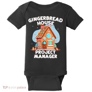 Cute Christmas Gingerbread House Project Manager Baby Bodysuit