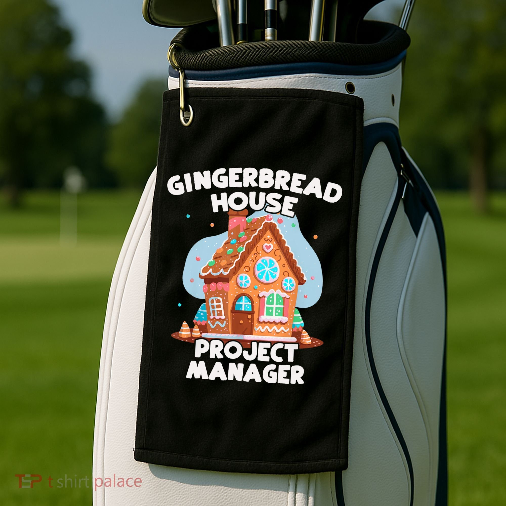 Cute Christmas Gingerbread House Project Manager Golf Towel