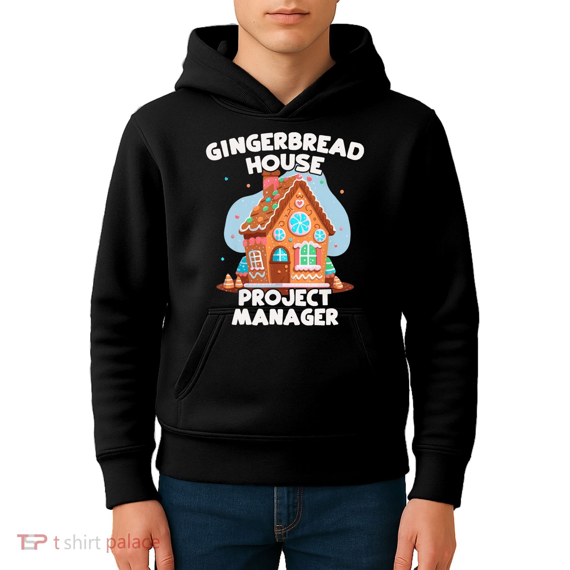 Cute Christmas Gingerbread House Project Manager Kids Hoodie