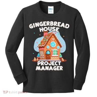 Cute Christmas Gingerbread House Project Manager Kids Long Sleeve Shirt