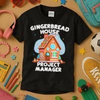Cute Christmas Gingerbread House Project Manager Kids T-Shirt thumb 3